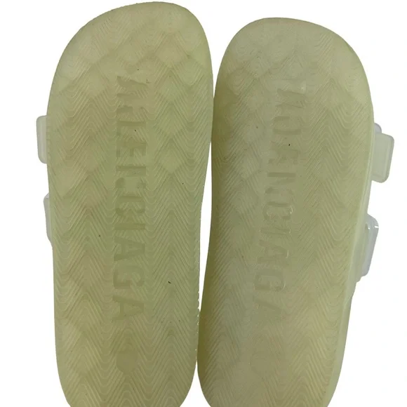 BALENCIAGA Transparent Plastic Mallorca Buckle Slide Women's Sandals 37 - 7US